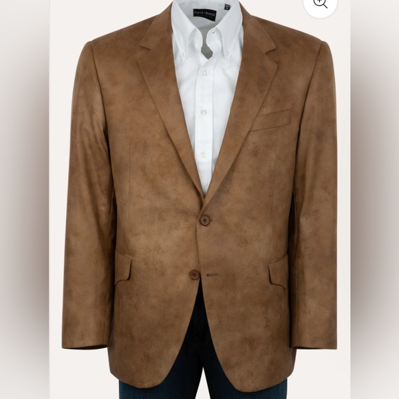 Coppley Tan Leather Micro Fiber Sport Coat - size 44 - Picture 2 of 10